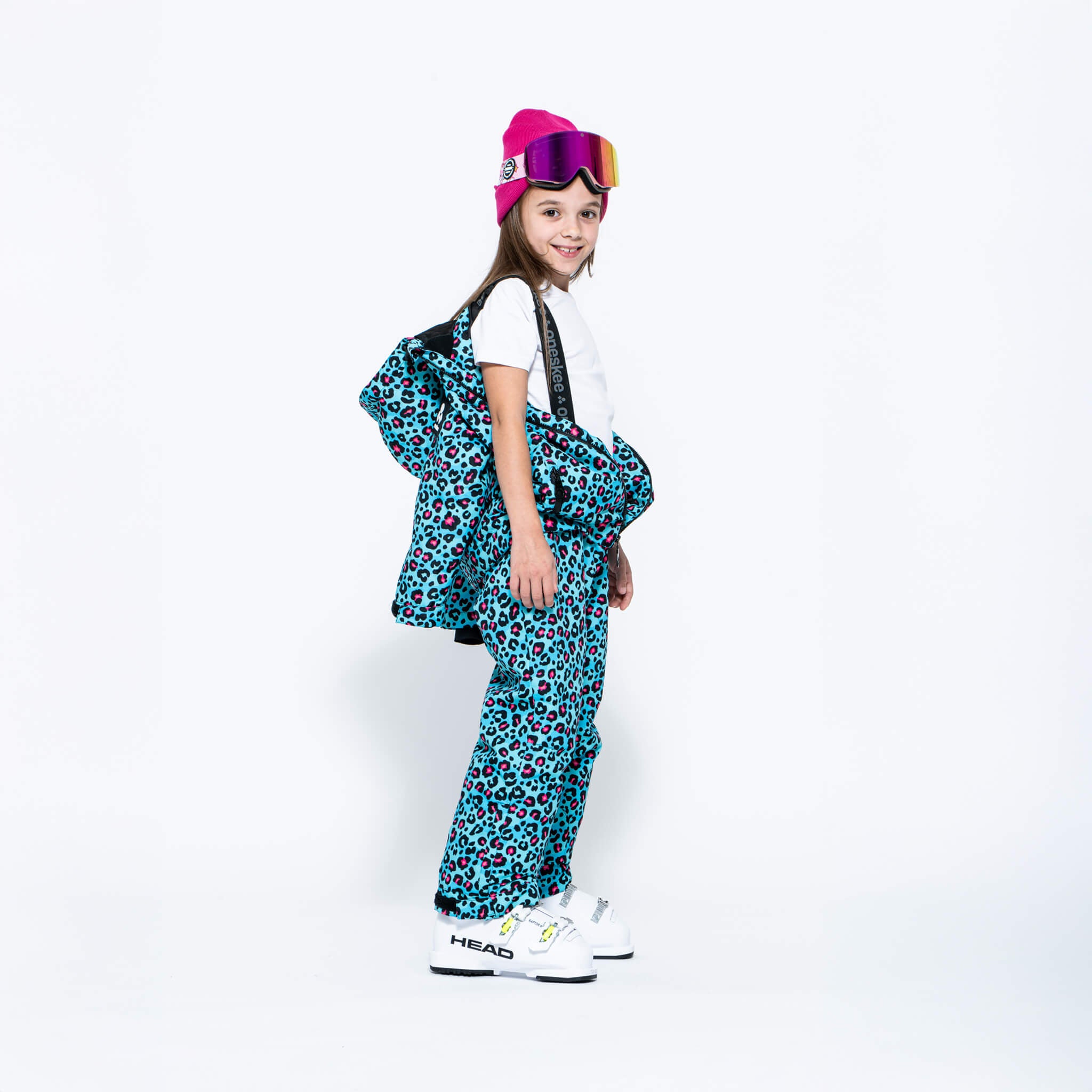 Kids 2-in-1 Snow Suit, Turquoise Leopard